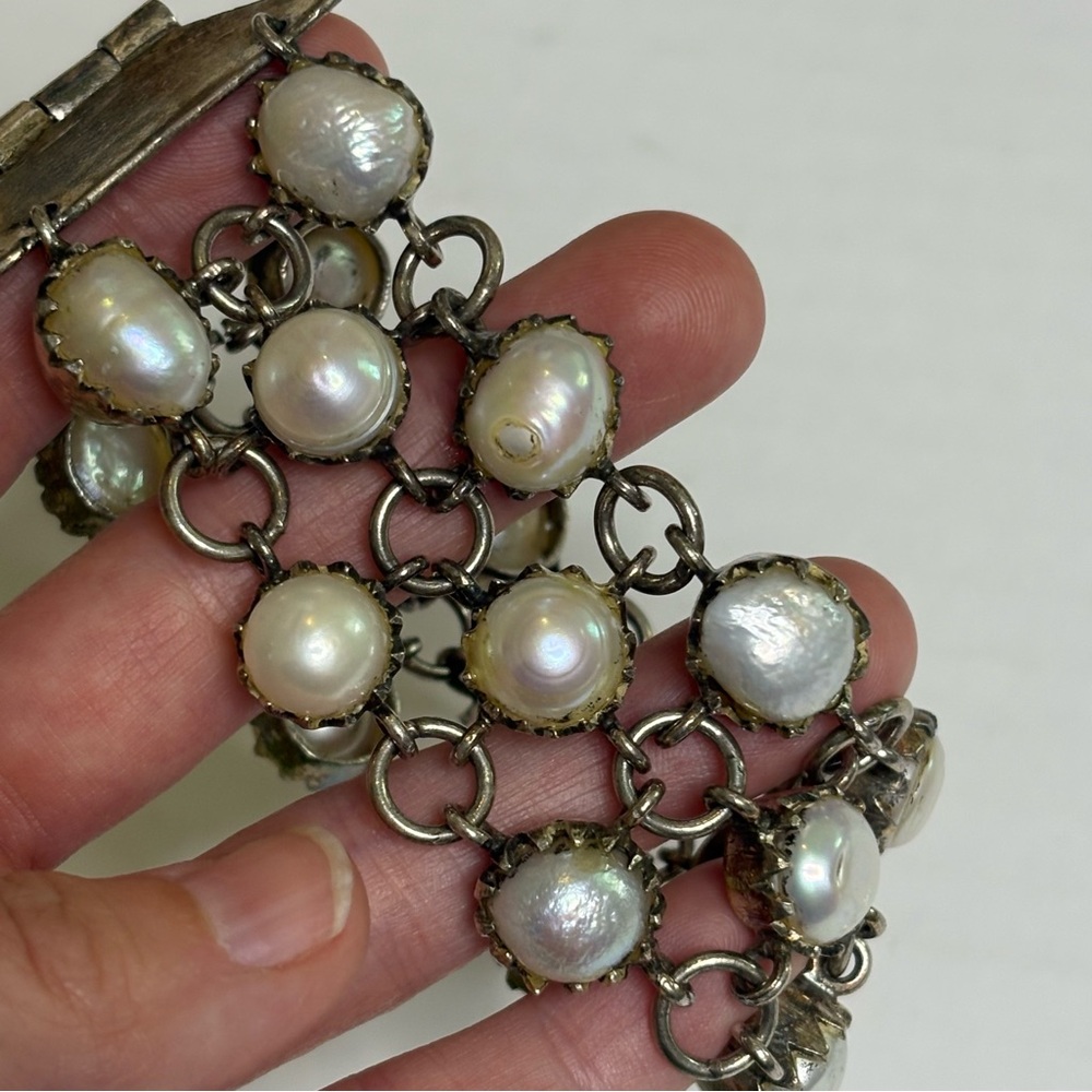 Multi Strand Sterling Silver Statement White Natu… - image 4